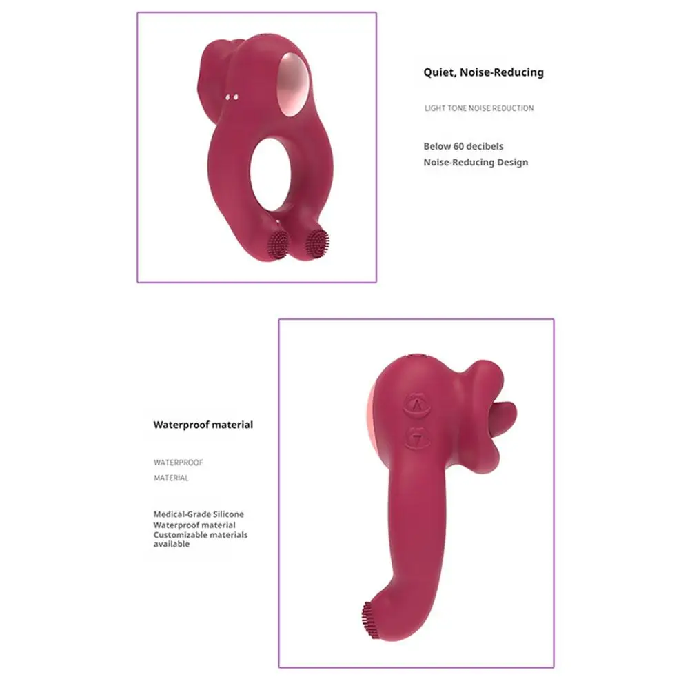 3 Motor Sucking Tongue Licking Clit G-Spot Clitoris Stimulator Vibrating Cock Ring Clitoral Stimulator Mini Silent Couple Toy view 6