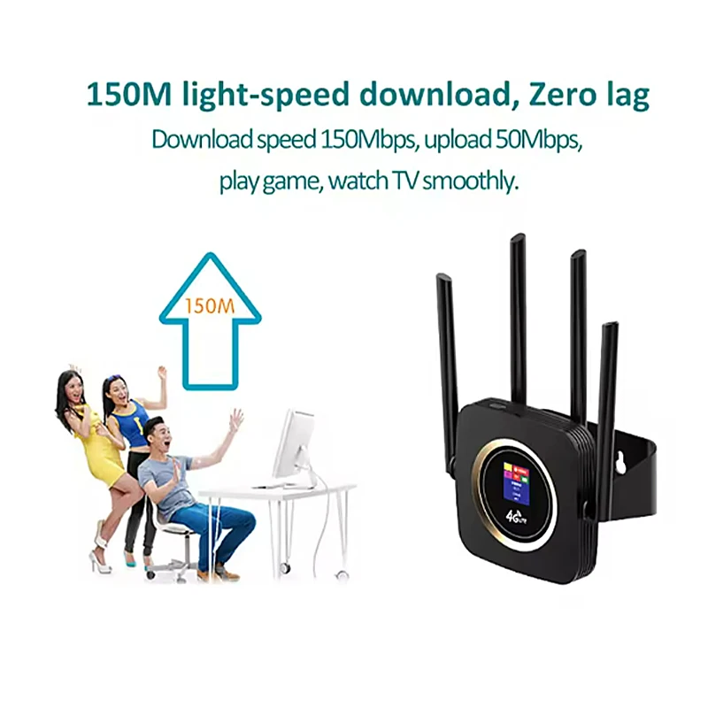 4G LTE CPE with 3000mAh Battery 300Mbps Unlocked Mobile WiFi Hotspot Router 4G SIM Card Slot LCD Display Firewall QoS Functions - Image 2