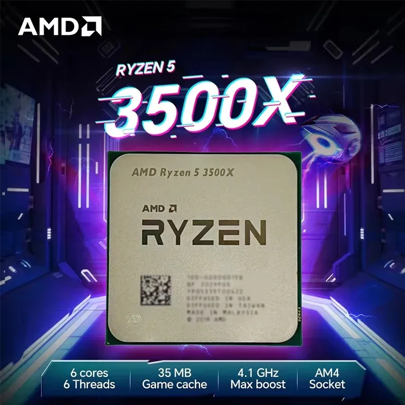Ryzen 5 3500X Desktop Processor For Always On PC Media Server Download Machine Stable Energy Efficient AM4 Socket