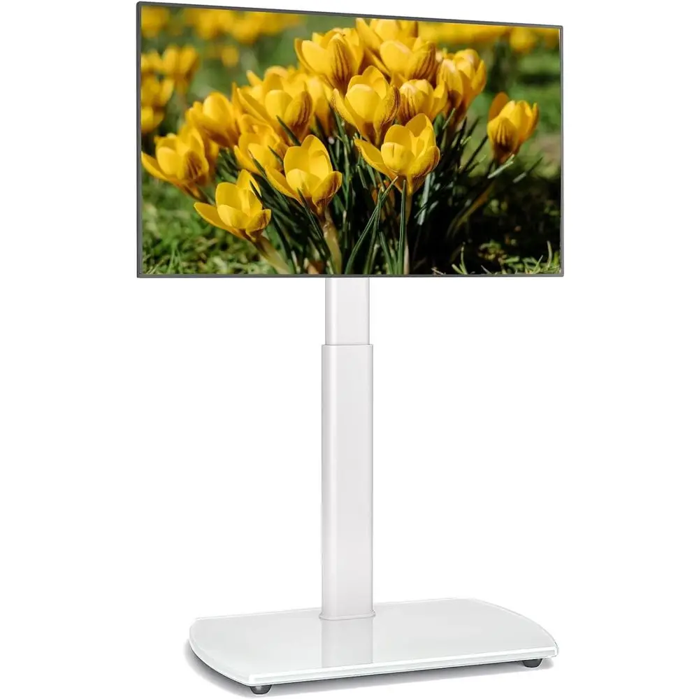

TV loor Stand with Swivel Mount, Unil or 32-65 Inch LCD LED lat Sns, White Height Adjustable Space Saving TV Stand or Home Oice