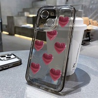 Cute Wine Red Love Heart Phone Case For iPhone 15 14 Pro Max 13 12 Mini 11 XR 16 7 8Plus Fashion Pink Clear Soft Silicone Cover