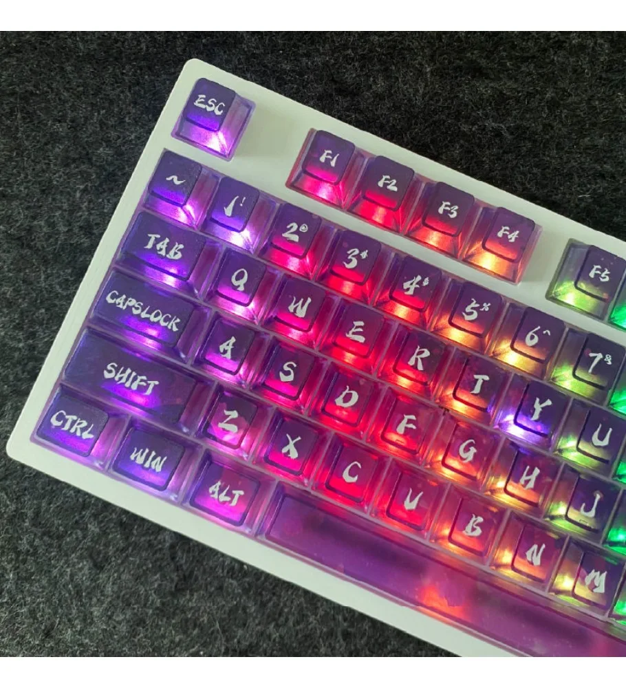 purple transparent personalized keycap high value DIY customized keycap original height PC material fog transparent keycap