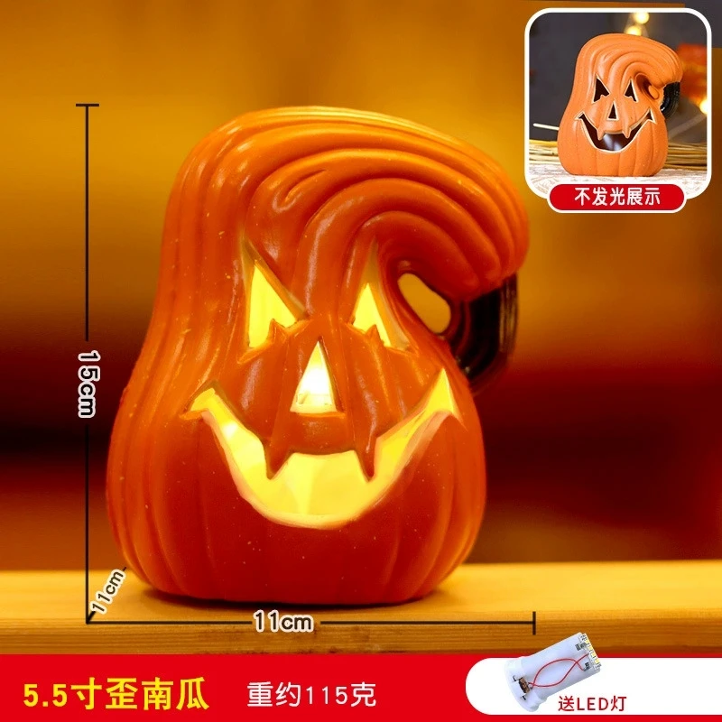 LED Triple Layer Glowing Pumpkin Decor, Battery Powered Light Up Pumpkin Ornament, Halloween Festival Home Party Decoration view 5