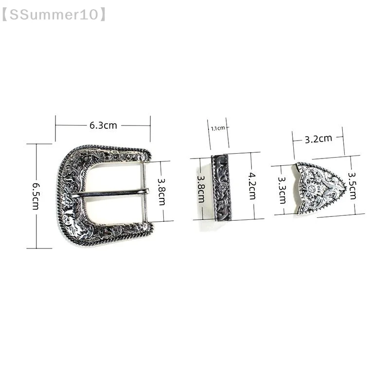 【SSummer10】1 Set Three-Piece Belt Buckle Set Vintage Carved Pin Buckle Set DIY Leather Waistband Parts Accessories【SS】