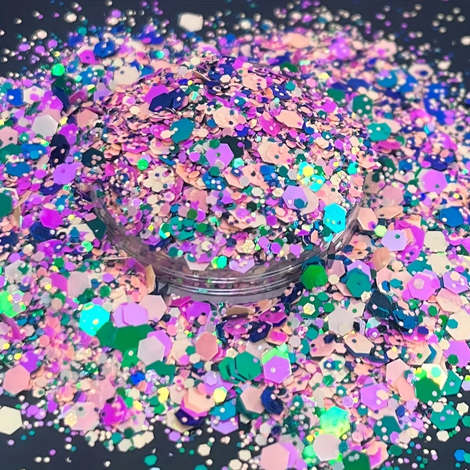 20g Colorful Nail Glitter Sequins Flakes Chameleon Color Change Chunky Sparkly Hexagon Sequins Shiny Glitter