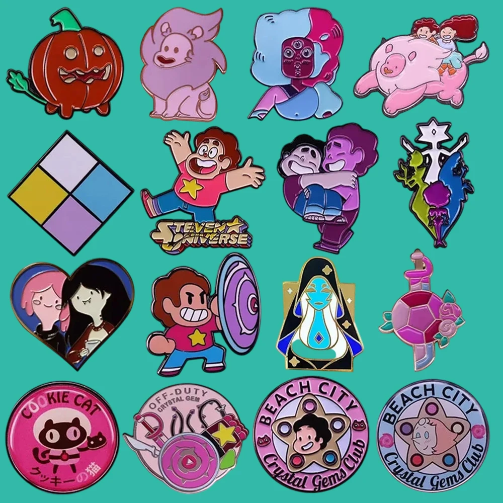 Steven Universes Enamel Pin Cute Cartoon Shield Metal Brooch Garnet Brooch Fun Anime Peripheral Fans Gift Collect