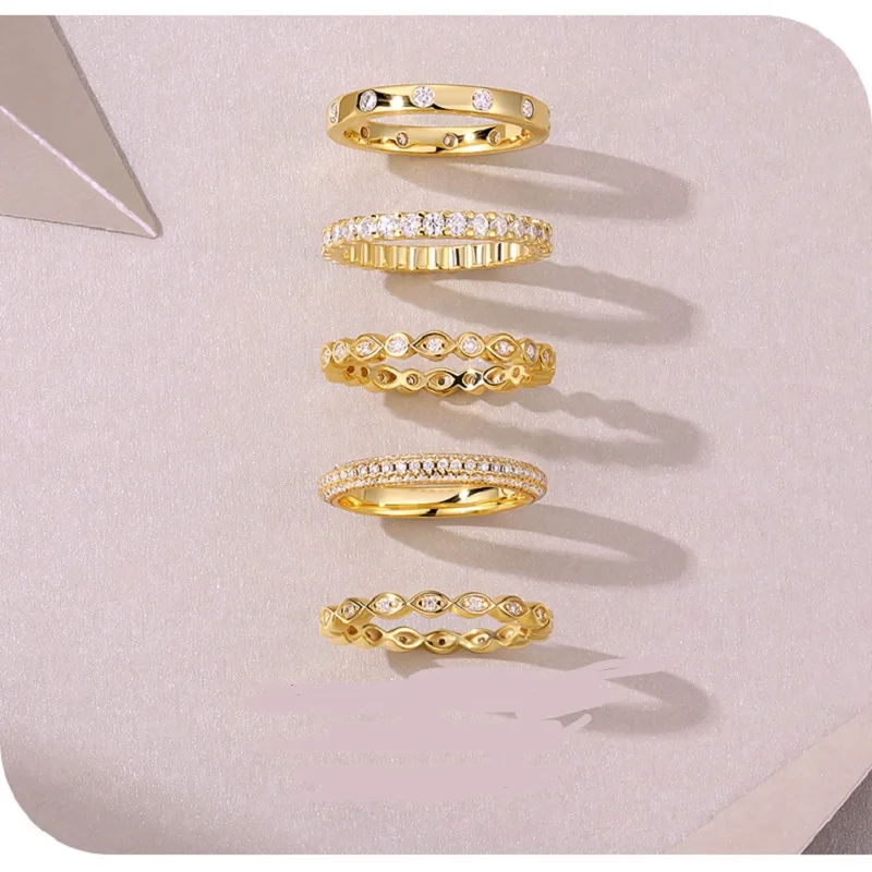 

Luxury D Color VVS1 Full Moissanite Women's Ring - Gold Plated Wedding Band & Engagement Rings Sets Anniversary Jewelry Gift
