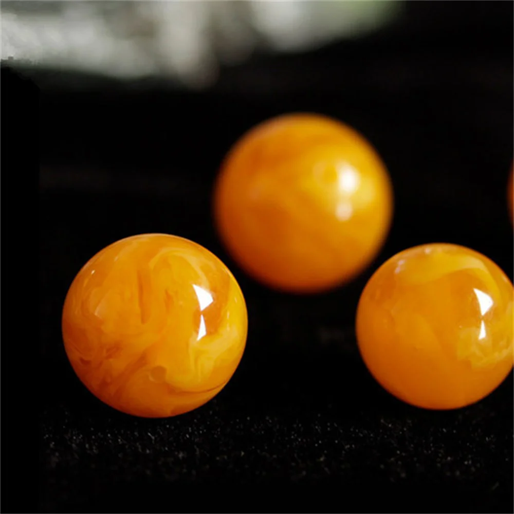 6-14mm Imitation Amber Yellow Beeswax Round Loose Beads for Jewelry Making DIY Bracelets Necklace Earring Gift Accessories