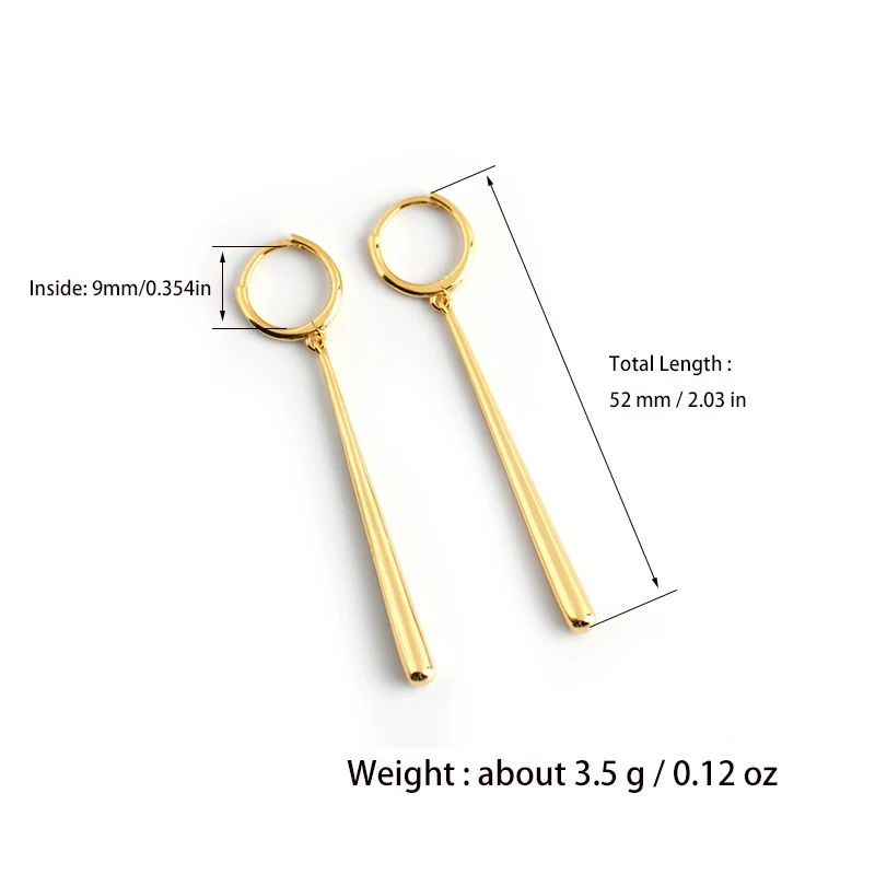 New Fashion Long Pendant Drop Earrings For Women Glossy Copper Elegant Female Dangle Earring Piercing Accessories Jewelry Gifts