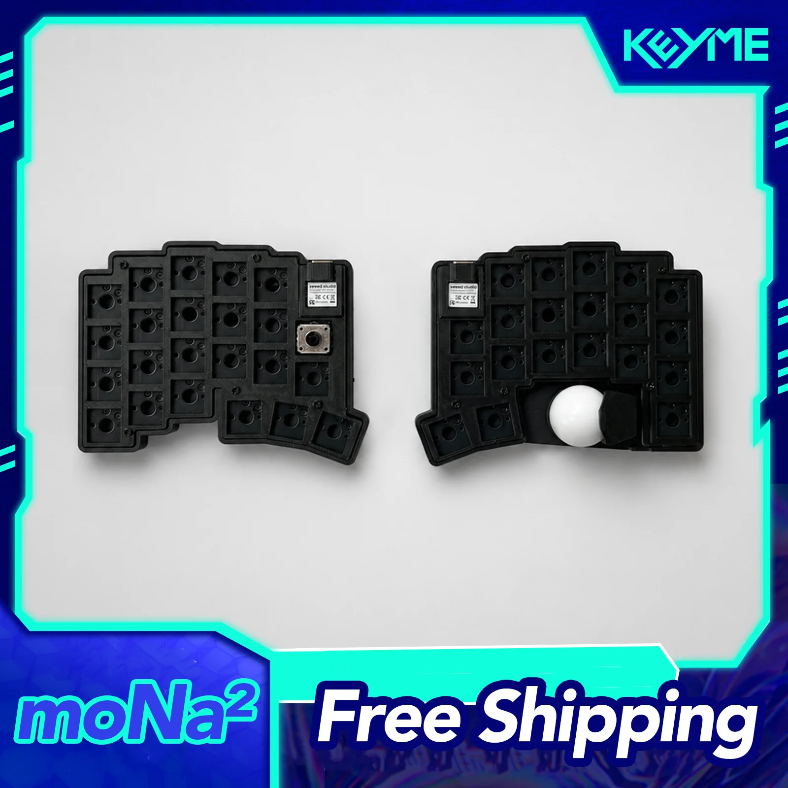 moNa² Wireless Split Mechanical Keyboard Kit Low Profile Kailh Choc V1/V2 Wireless Bluetooth Dual-mode With Trackball Hot Swap