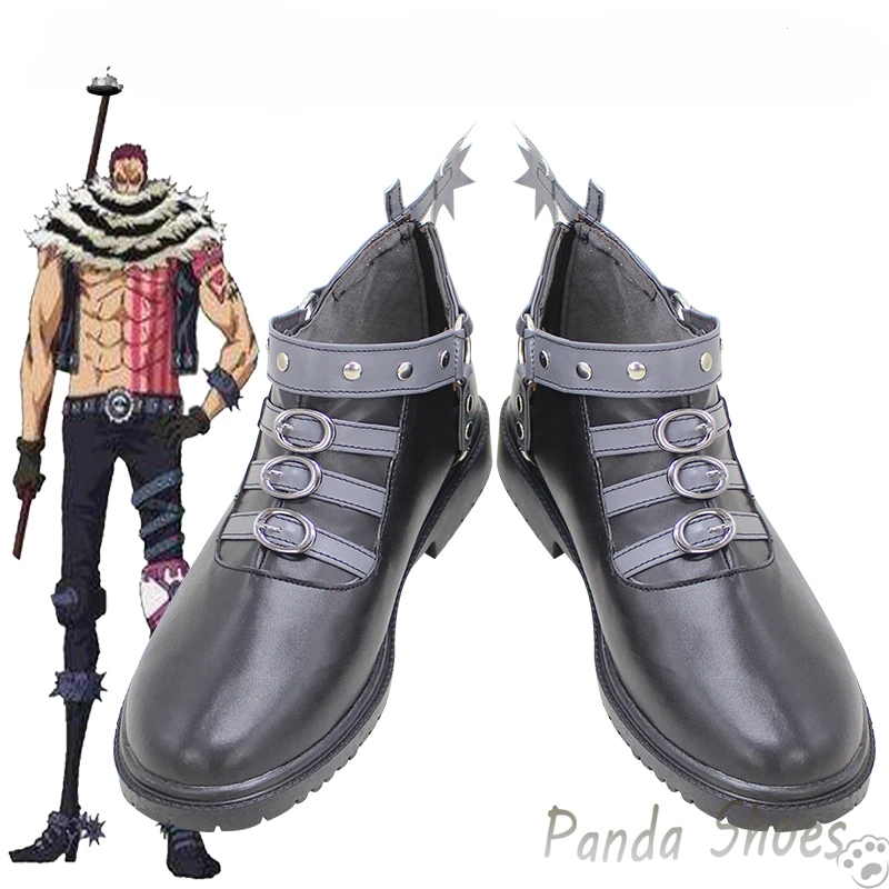 Anime Charlotte Katakuri Sapatos Cosplay, Botas Pretas, Costume Prop, Sapatos para Halloween Party