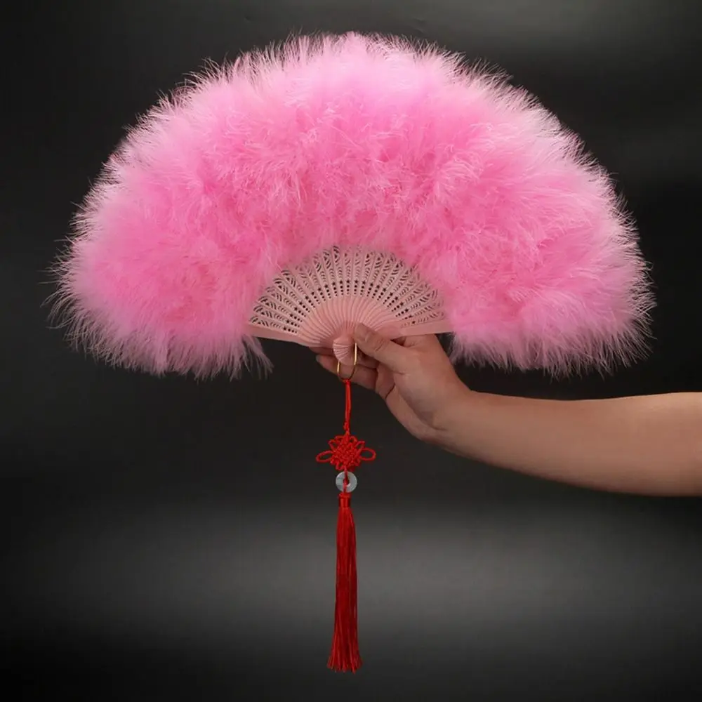 New Foldable Feather Fan Marabou Feather Vintage Flapper Hand Fan Handheld Fans Costume for 1920s Gatsby Party