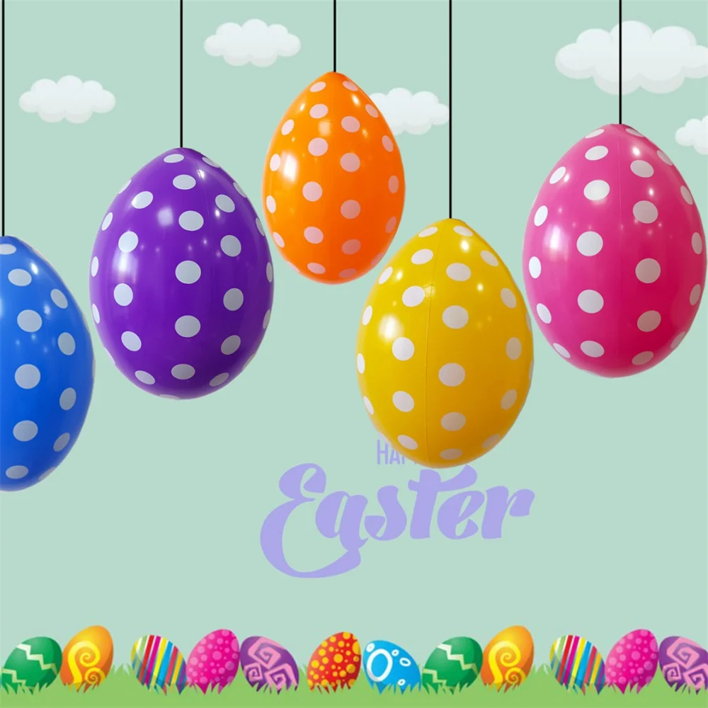 Easter PVC Inflatable Egg Balls 50x35cm Hanging Decorative Balloon Indoor Outdoor Yard Garden Pendant Ornament Party Decorations
