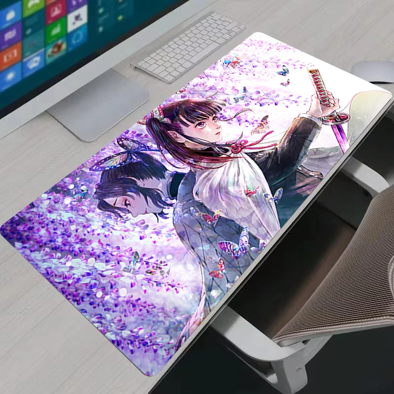 Mouse Pad XXL PC Laptop Desk Mat New D-demon Slayer Kochou Shinobu Mousepad Purple Flower Anime Girl Gamer Cabinet Keyboard Rug