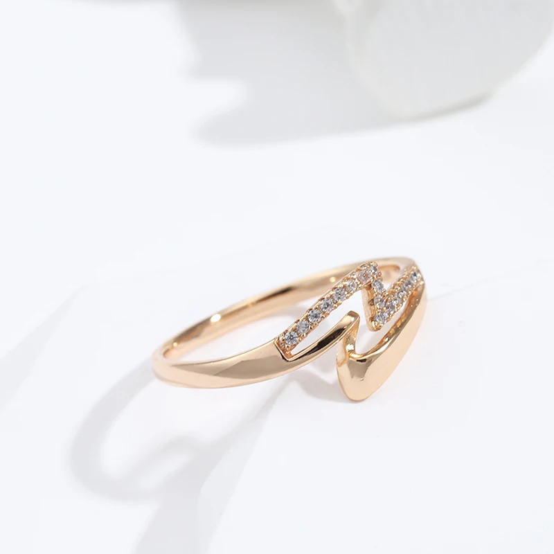 JULYDREAM Simple Double Layer Glossy Metal Zircon Flat Rings 585 Gold Color Trendy Daily Wear Jewelry Personality Match