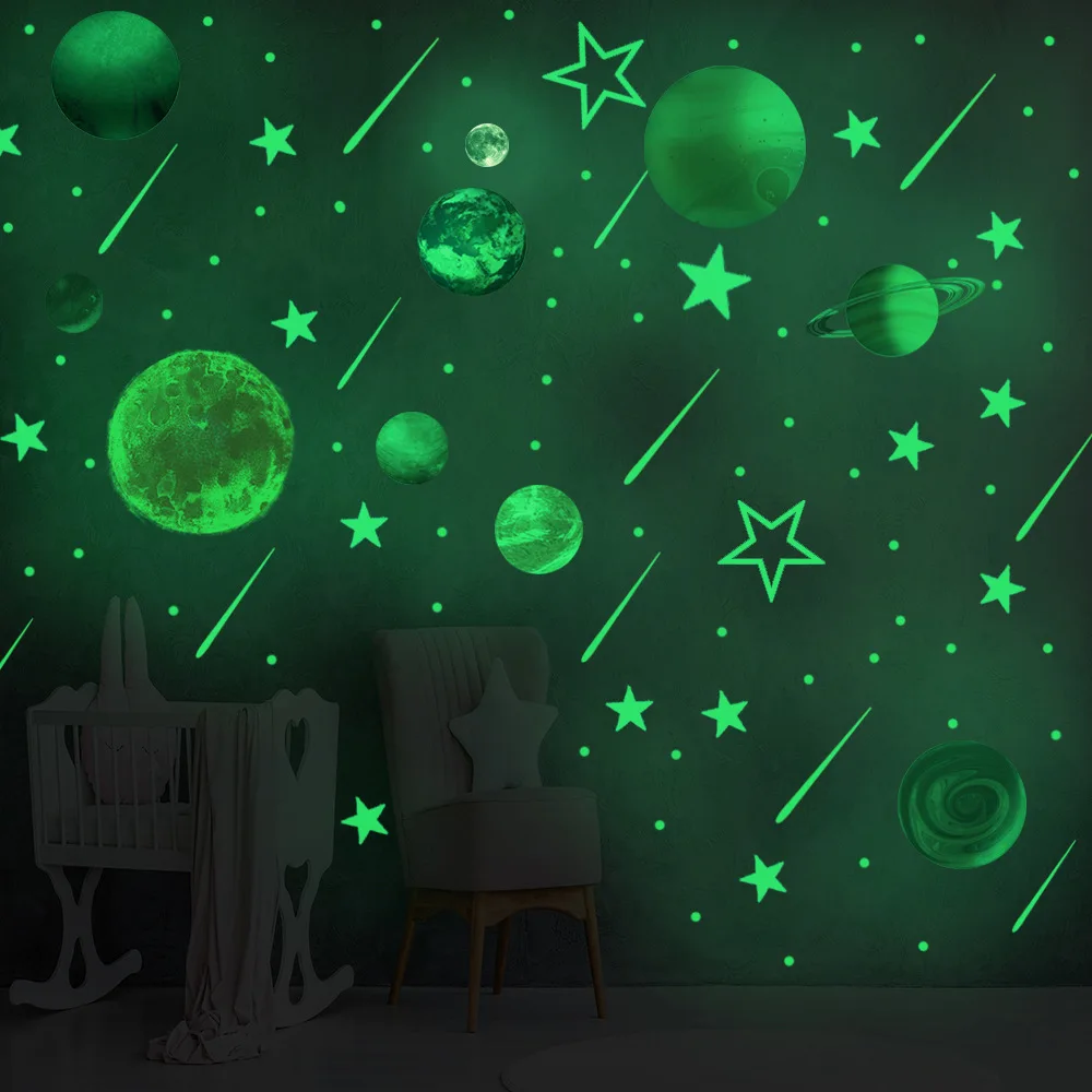 

Luminous Planet Stars Moon Wall Sticker For Kids Room Decor Wallpaper Baby Bedroom Home Decoration Glow In The Dark DIY Decals