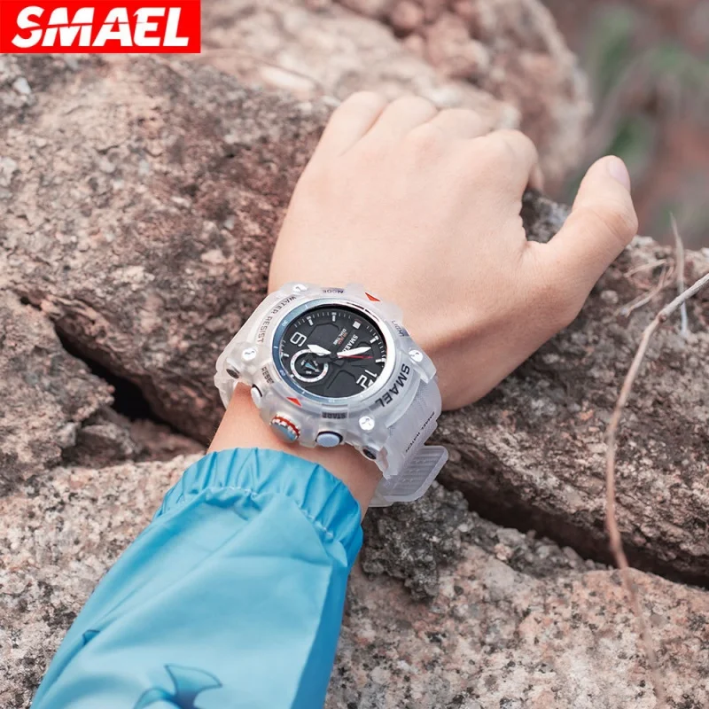 SMAEL 8007 Electronic Watches for Men Outdoor Sports Alarm Clock Calendar Waterproof Chronograph Luminous Man Cool Digital Watch