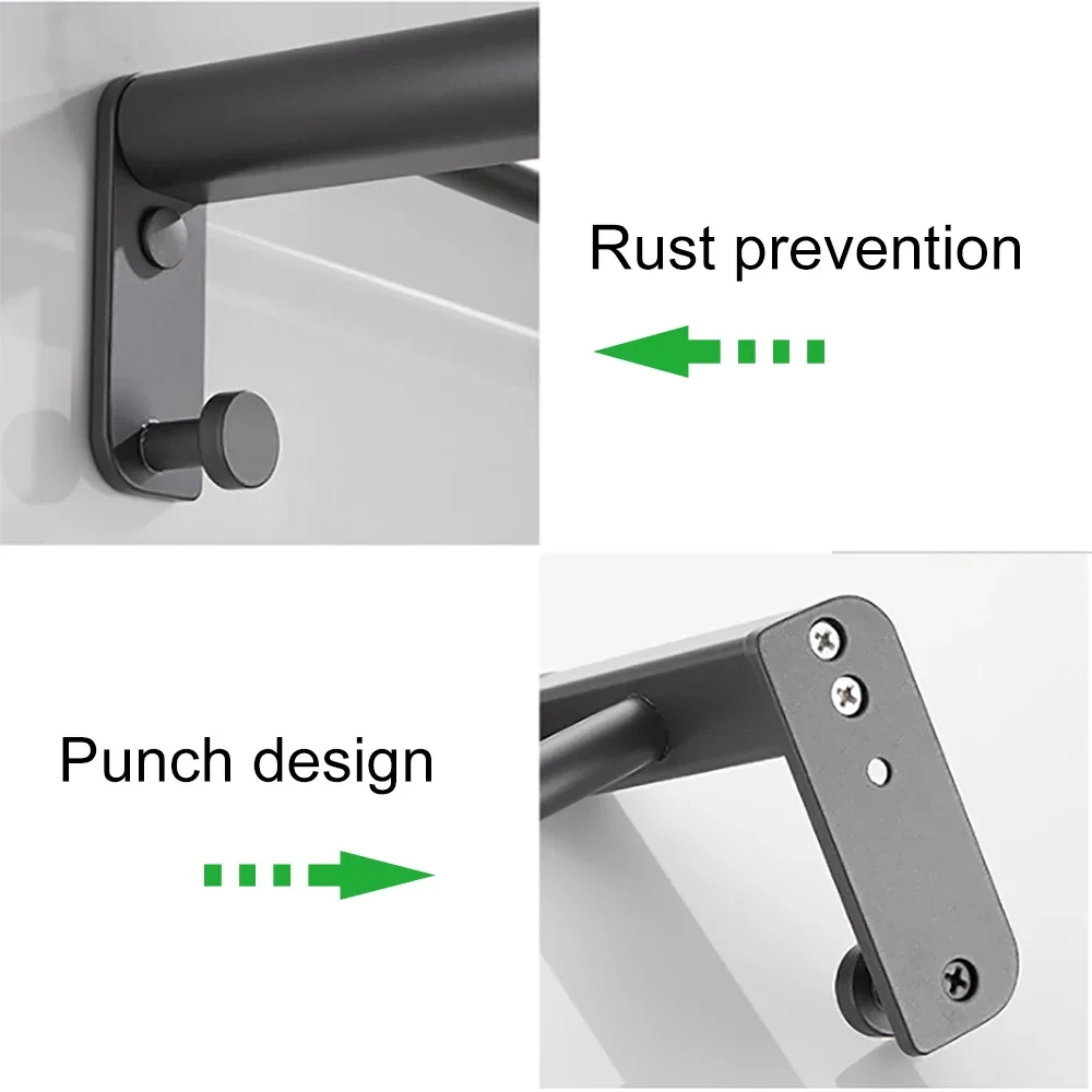 Imagem -05 - Barra de Toalha de Alumínio Arma Cinza 4060cm Haste Dupla com Gancho Montagem na Parede Prateleira Chuveiro Ferroviário Cabide Rack Suporte do Banheiro Acessórios