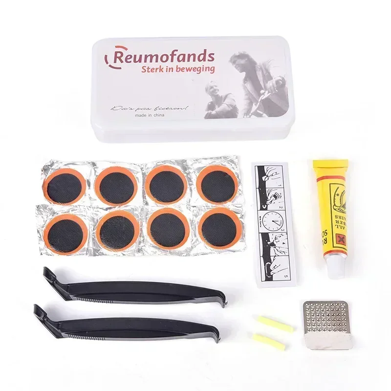 Bicycle Flat Tire Repair Kit Tool Set Portable Tyre Repair Rubber Patch Kit Glue Set Bike Inner Tube Puncture Patch Repair Tool