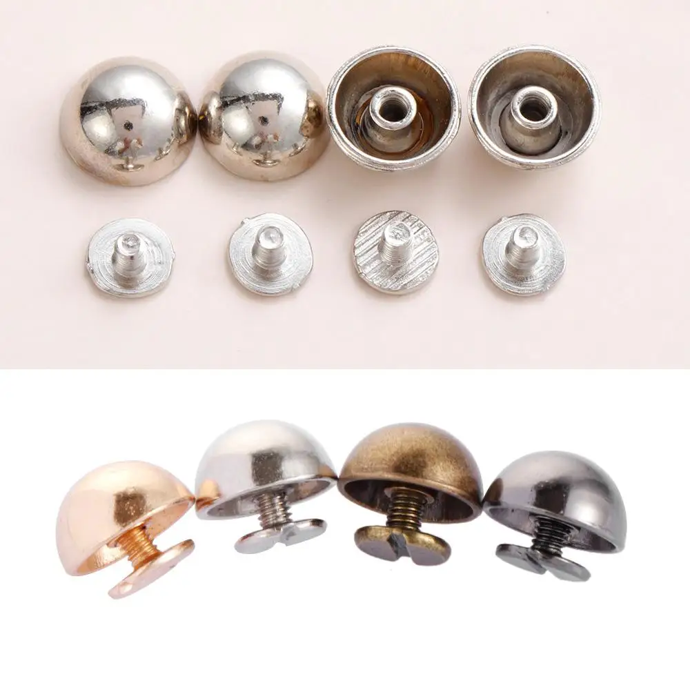 10pcs 8/10/12/16/20mm DIY Leather Craft Cloth Button Metal Nail Round Head Screws Solid Nail Bolt Mushroom Dome Strap Rivets