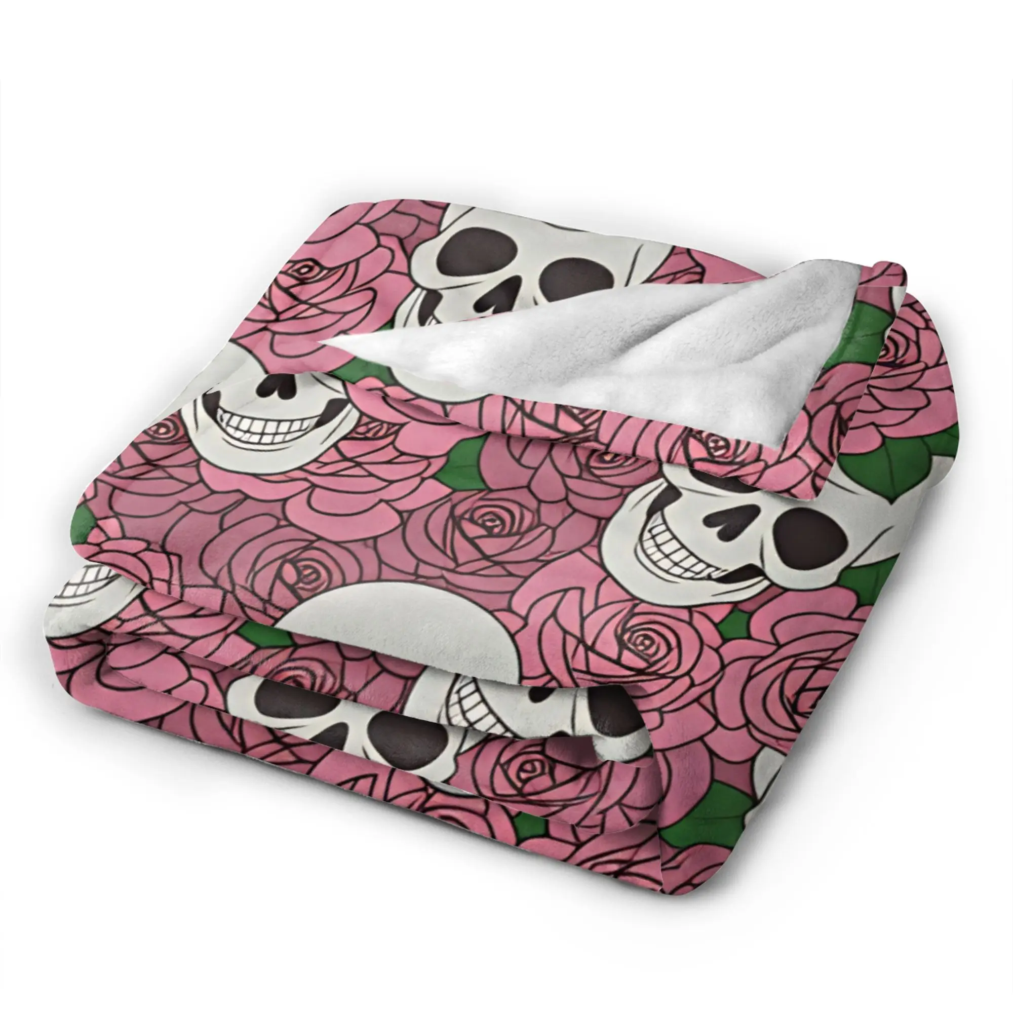 Halloween Skeleton Flower Warm Soft Blanket  Child Plush Throw Blanket Funny Couch Chair Flannel Bedspread Sofa Bed Cover