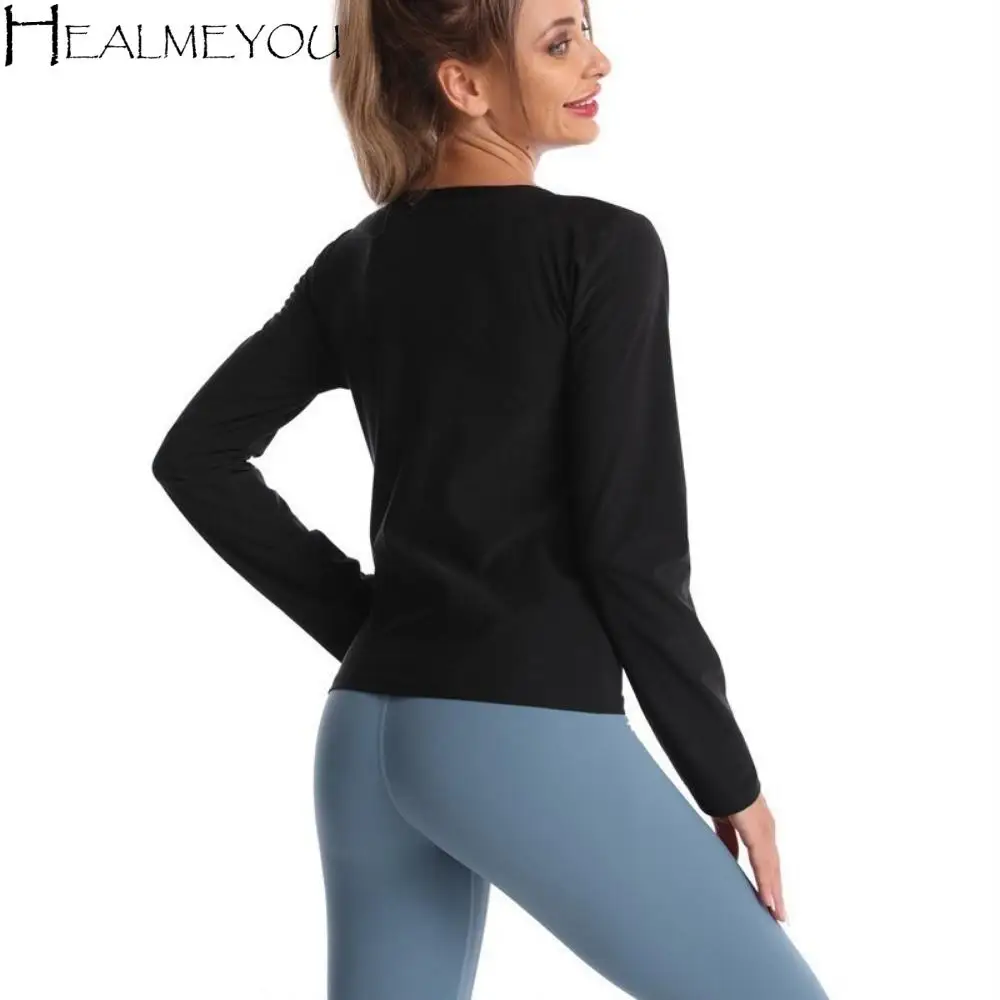 

Костюм для сауны с длинными рукавами, рубашка из полимера, устойчивый к поту, тренировочный жилет для талии, сжигающий жир, компрессионный крой, формирователь тела для женщин