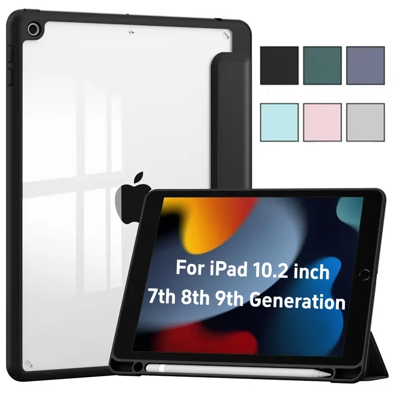 For Apple iPad 10.2 7th 8th 9th Generation Case With Pencil Holder Magnetic Smart Cover Auto Wake Sleep For iPad 7 8 9 2019 2021