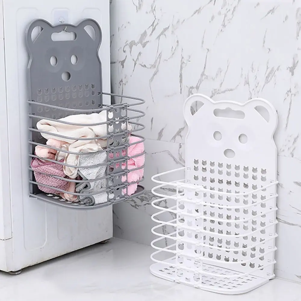 

Foldable Folding Laundry Hamper with Handles Plastic Dirty Clothes Storage Rack Space Saving Hollow Out