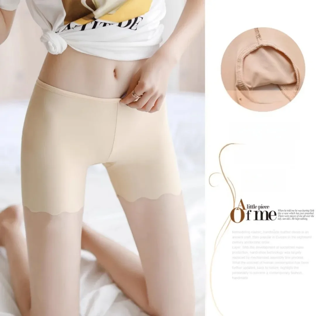 Safety Pants Ice Silk Seamless Anti-Light Safety Pants Summer Thin Large Size Outdoor Wearable White Backing Insurance Shorts