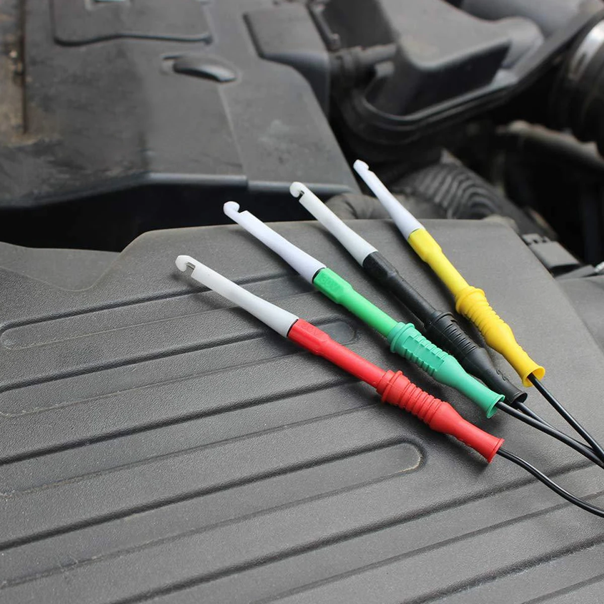 4 pezzi mini filo perforatore pin isolante 19mm rosso nero verde giallo sonde di prova strumenti di riparazione auto custodia in plastica multimetro