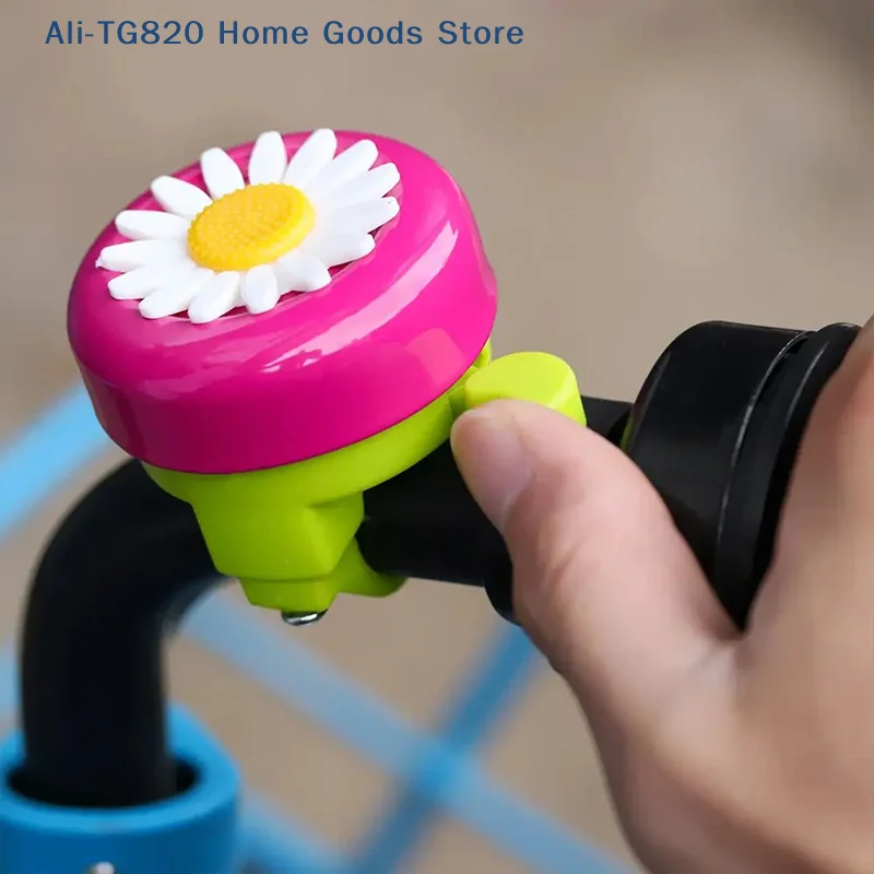 Bell Handlebar Ring - 子供用面白い自転車ベルホーン、デイジーフラワー、女の子用安全サイクリングリングアラーム、ハンドルバー用、マルチカラー自転車ベル