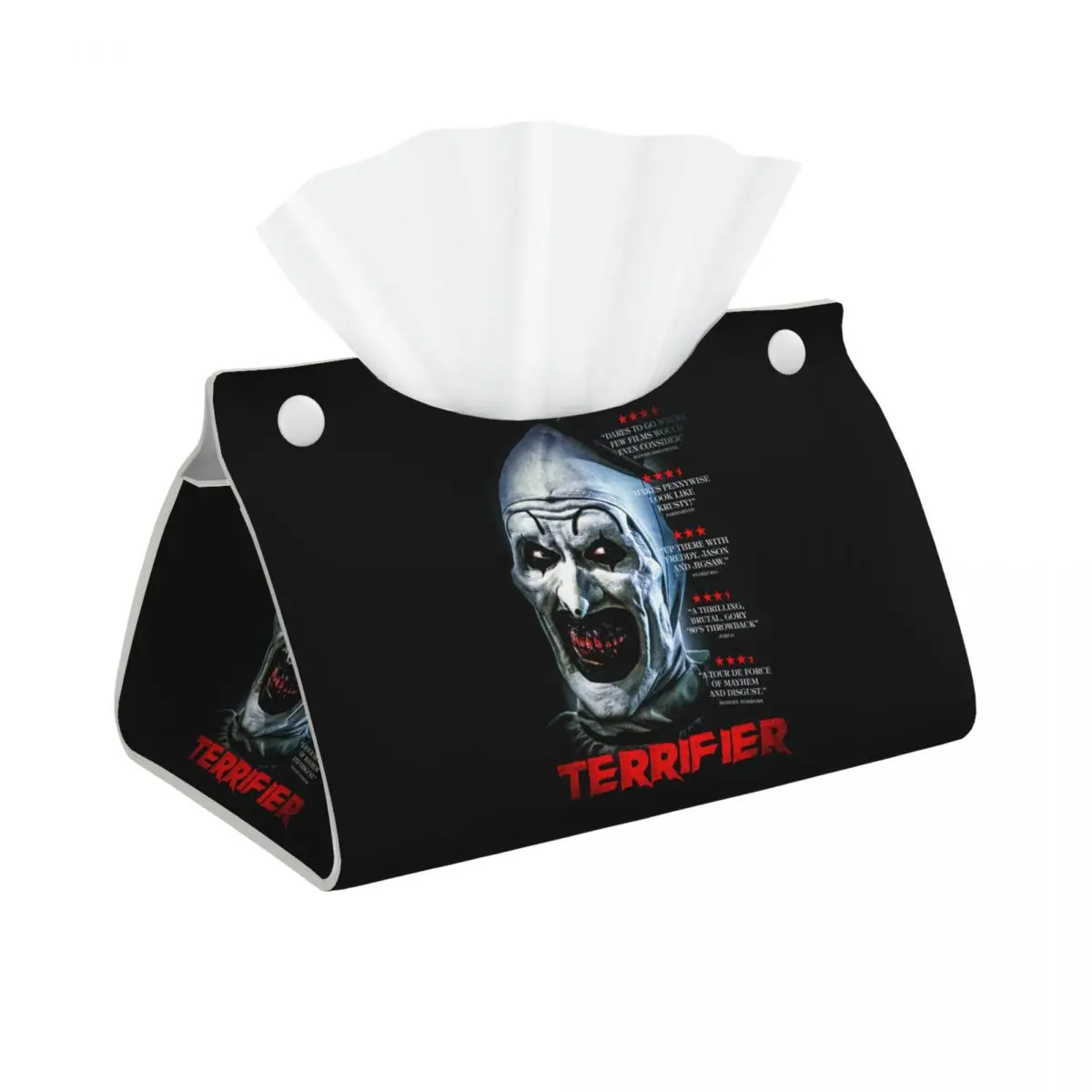 Custom Halloween Horror Movie Terrifiers Facial Tissue Box Cover Rectangular PU Leather Tissue Box Holder for Car Home