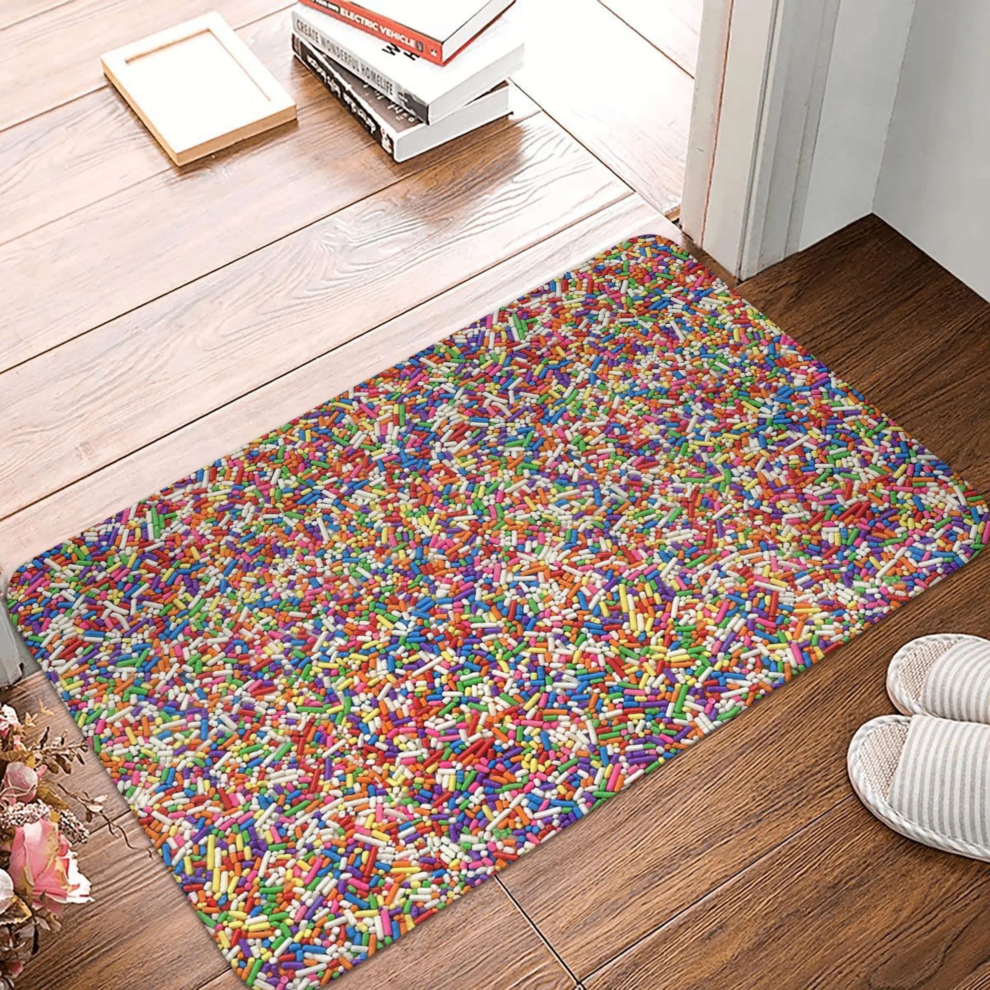 

Rainbow Sprinkles Anti-slip Doormat Floor Mat Cushion Carpet Rug for Kitchen Entrance Home Bedroom Footpad Mats