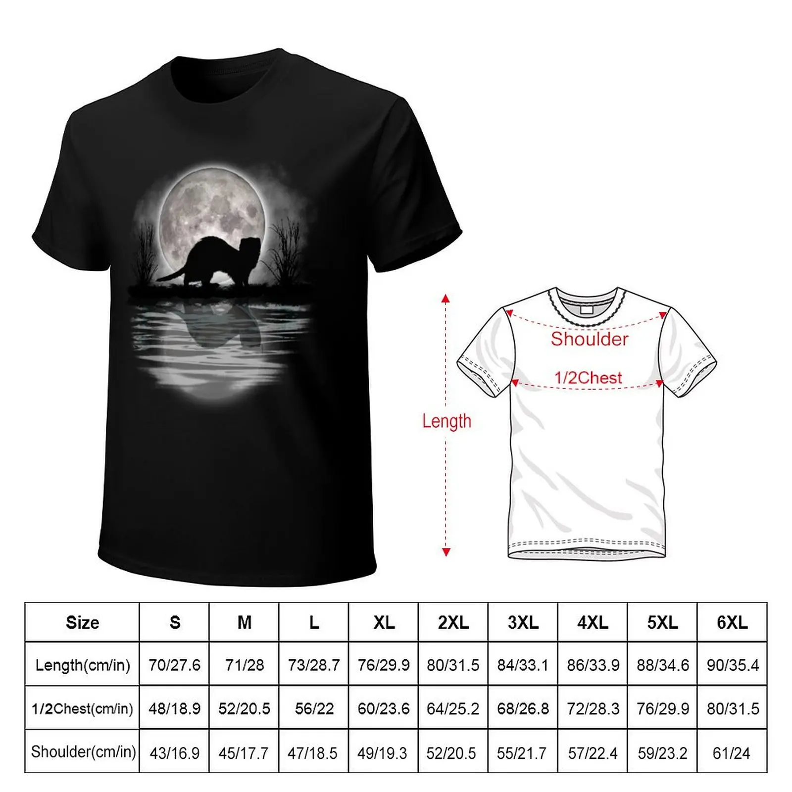 Pet Ferret Tee Funny Ferret, Full Moon Weasle Gift Silhouette Gift T-Shirt summer top graphic tees for men