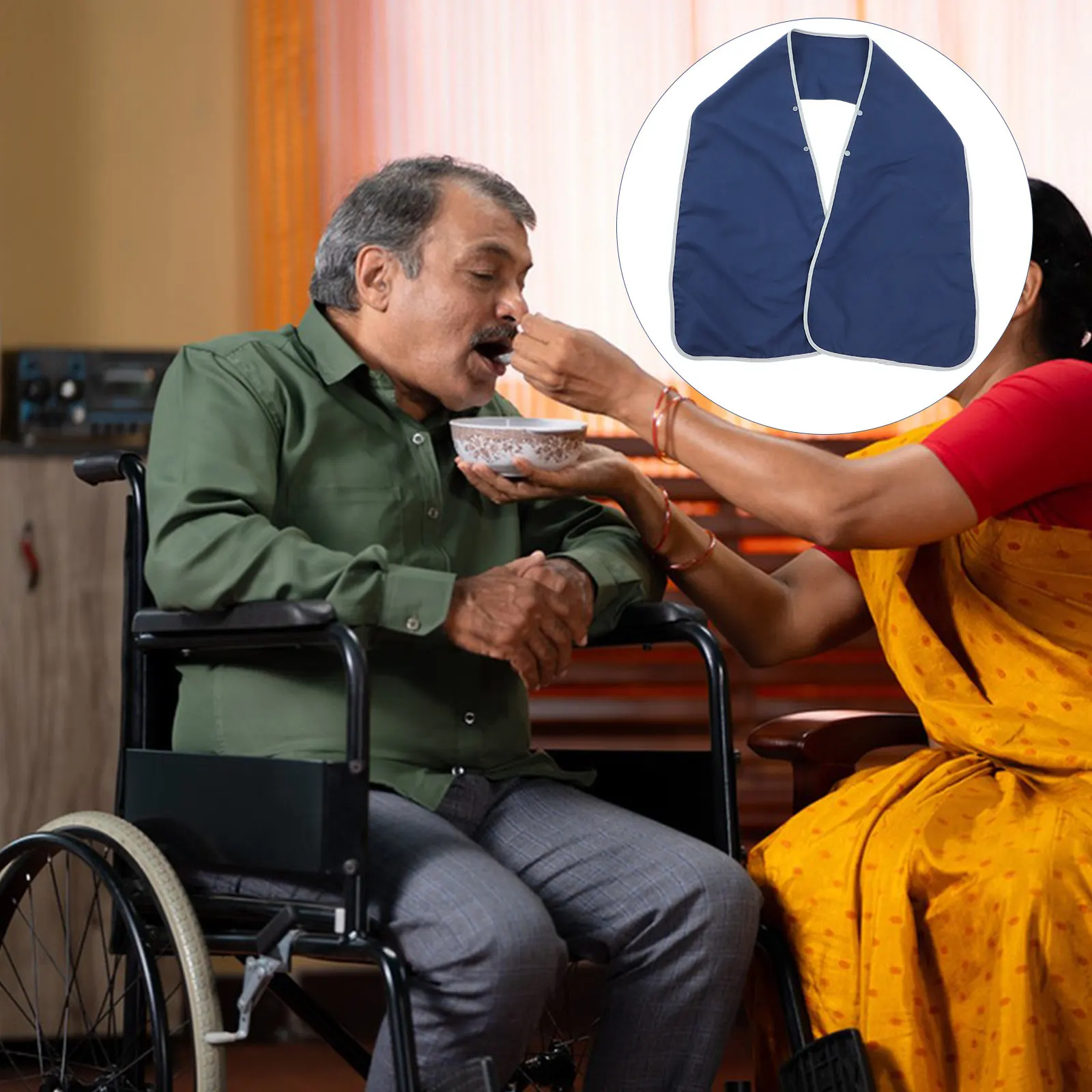 Elderly Eating Bib Mealtime Scarf Polyester Soft Absorbent Lightweight Comfortable Full Coverage Feeding Apron Seniors Care