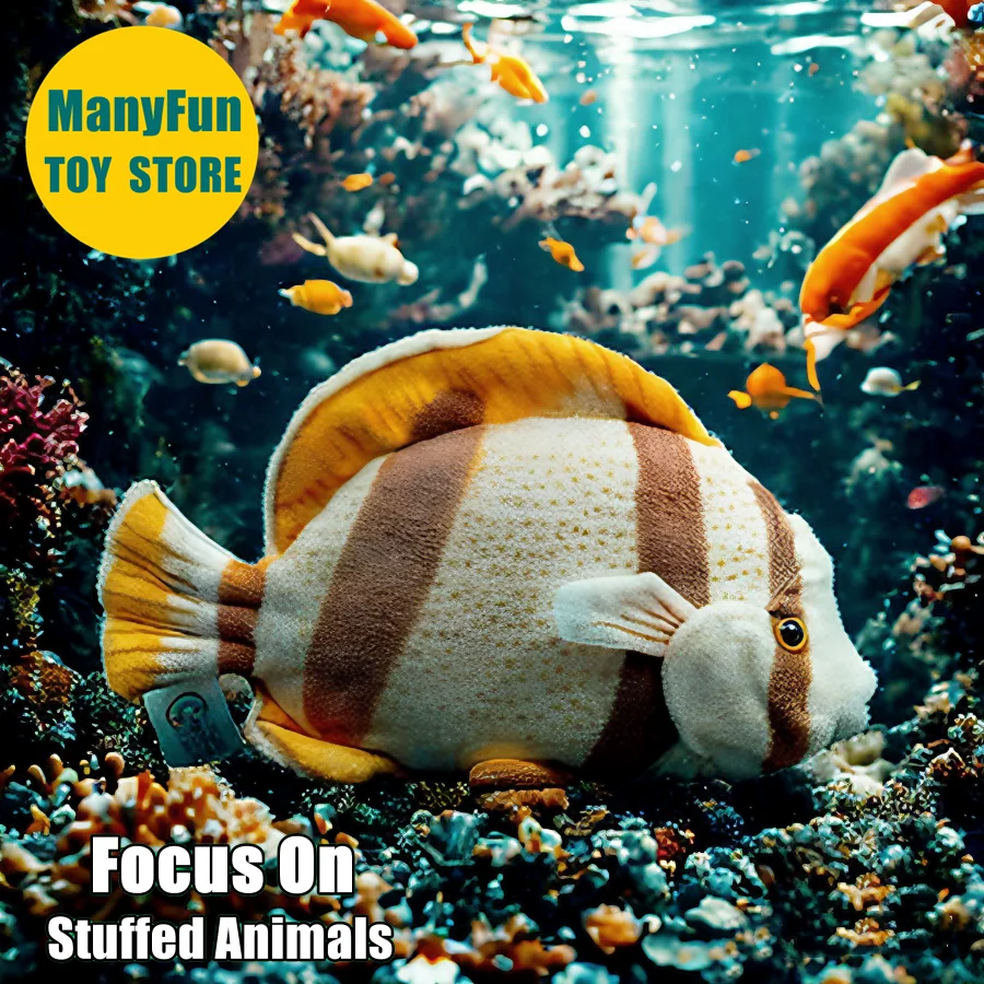 Butterflyfish Plush Toy Realistic Butterfly Fish Plushie Lifelike Tropical Fish Stuffed Animal Angelfish Doll Gifts Collectors