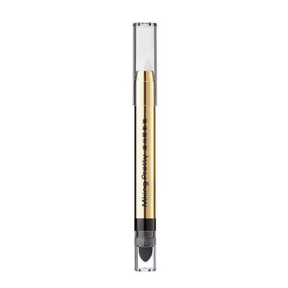 Neuer Doppelkopf-Lidschatten stift glänzender Diamant Eyeliner Gold Lidschatten-Brechung stift liegend lila Bleistift Seidenraupe grün glitt x0h6