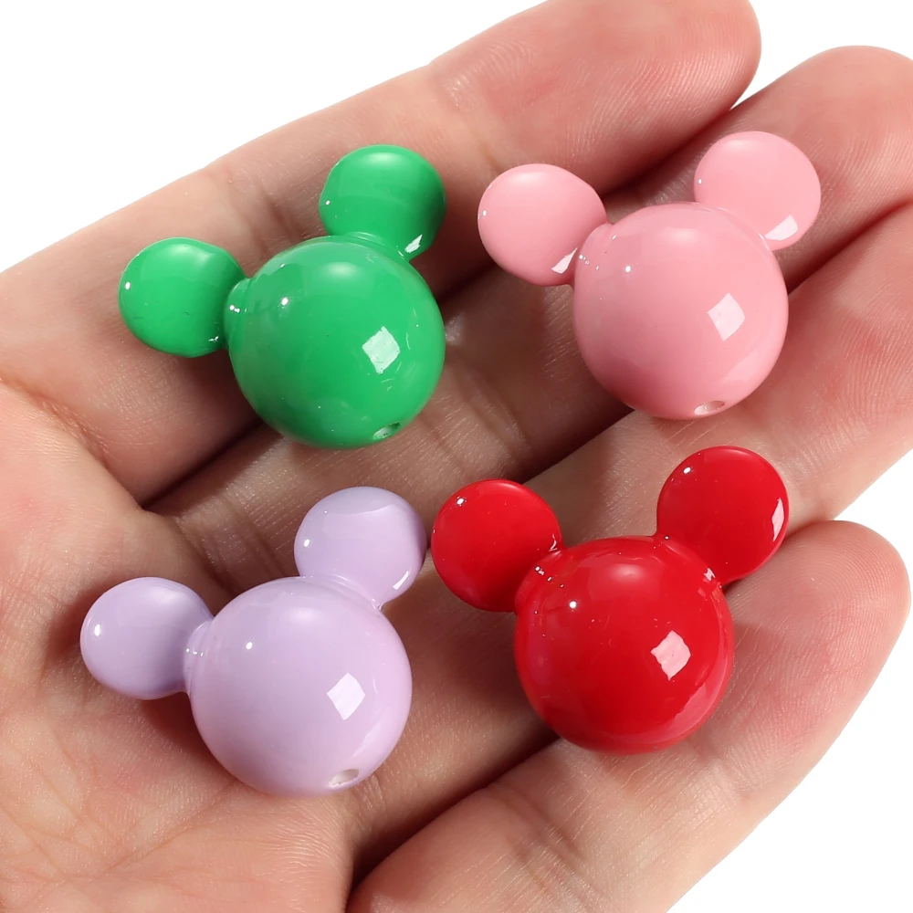 10Pcs Acrylic Beads 23x29mm Colorful Animal Mouse Shape Beads For Handmade Jewelry Making DIY Necklace Bracelet Earrings