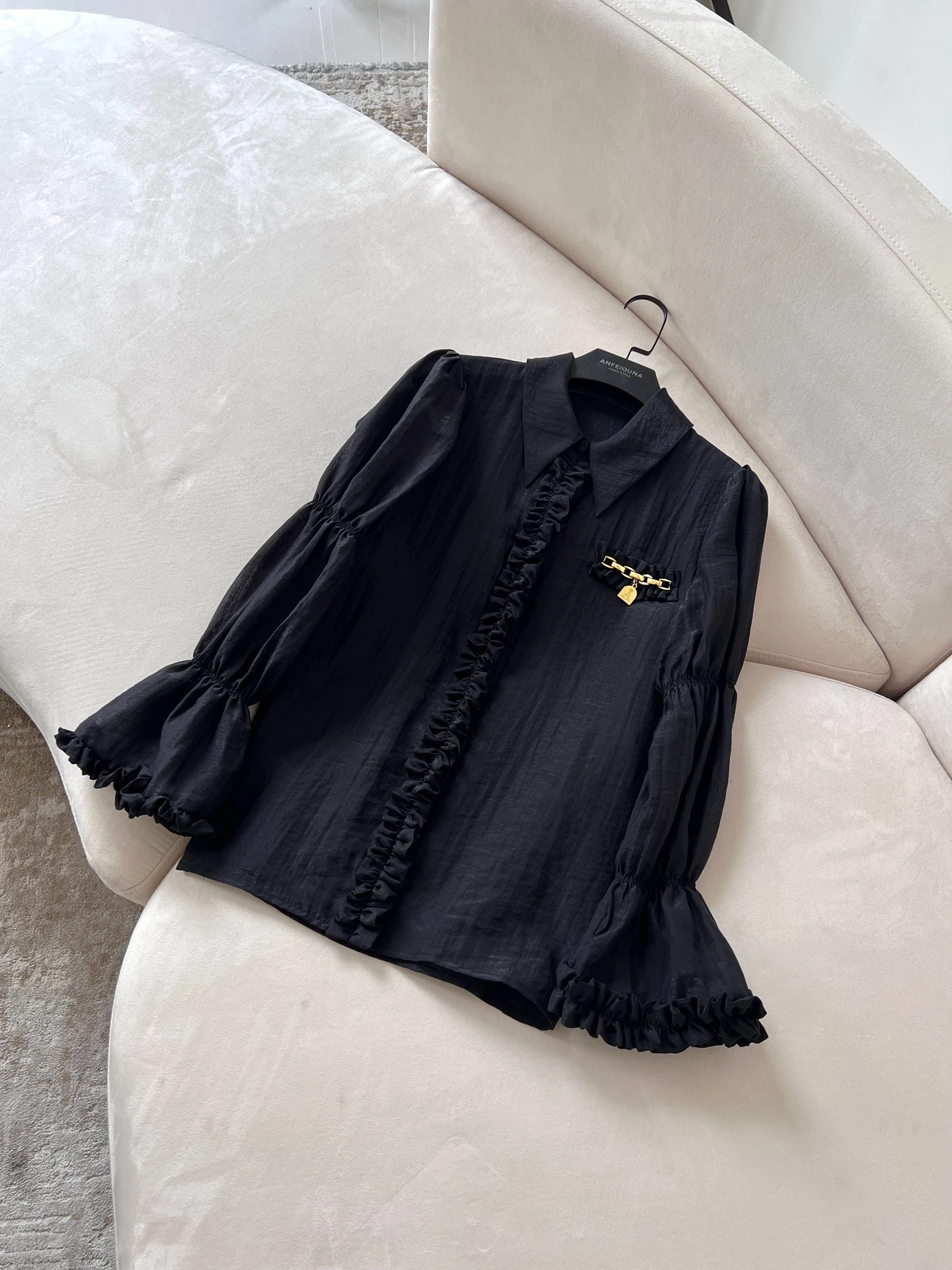 Bla Slimming  Bell Sve Commute irt Early Autumn New Sle Small ence Design Versatile Polyester Fiber irt