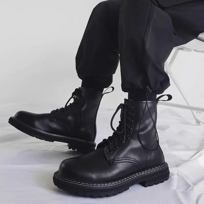 البريطانية الأسود فارس الإنترنت المشاهير Ins الأدوات الجلدية قاطرة تنوعا المخملية وسيم عالية الجودة العصرية أحذية رجالي #3