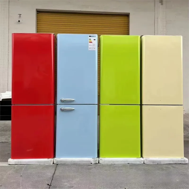 for 212L 300L Large Capacity American Retro Red Yellow Orange Blue Green Double-door Refrigerator Bottom-freezer