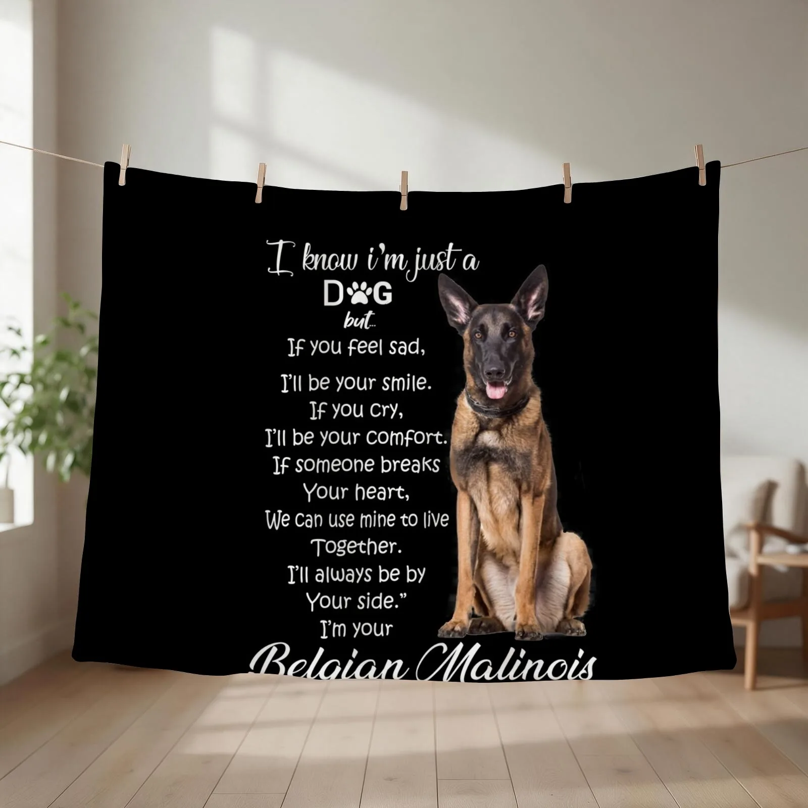 I know I am just a dog Belgian Malinois Throw Blanket couch cozy soft plush fuzzy picnic outdoor blanket