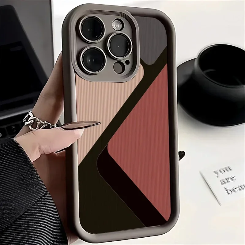 Fashion Zebra Stripes Lattice Pattern Case For iPhone 11 12 13 14 15 Pro Max X XR XS Max 7 8 Plus Camera Protection Soft Cover