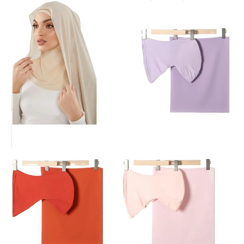 Ramadan Muslim Chiffon Shawl Hijab with Matching Undercap Set Neck Full Cover Hijab Underscarf Wrap Scarves Turban