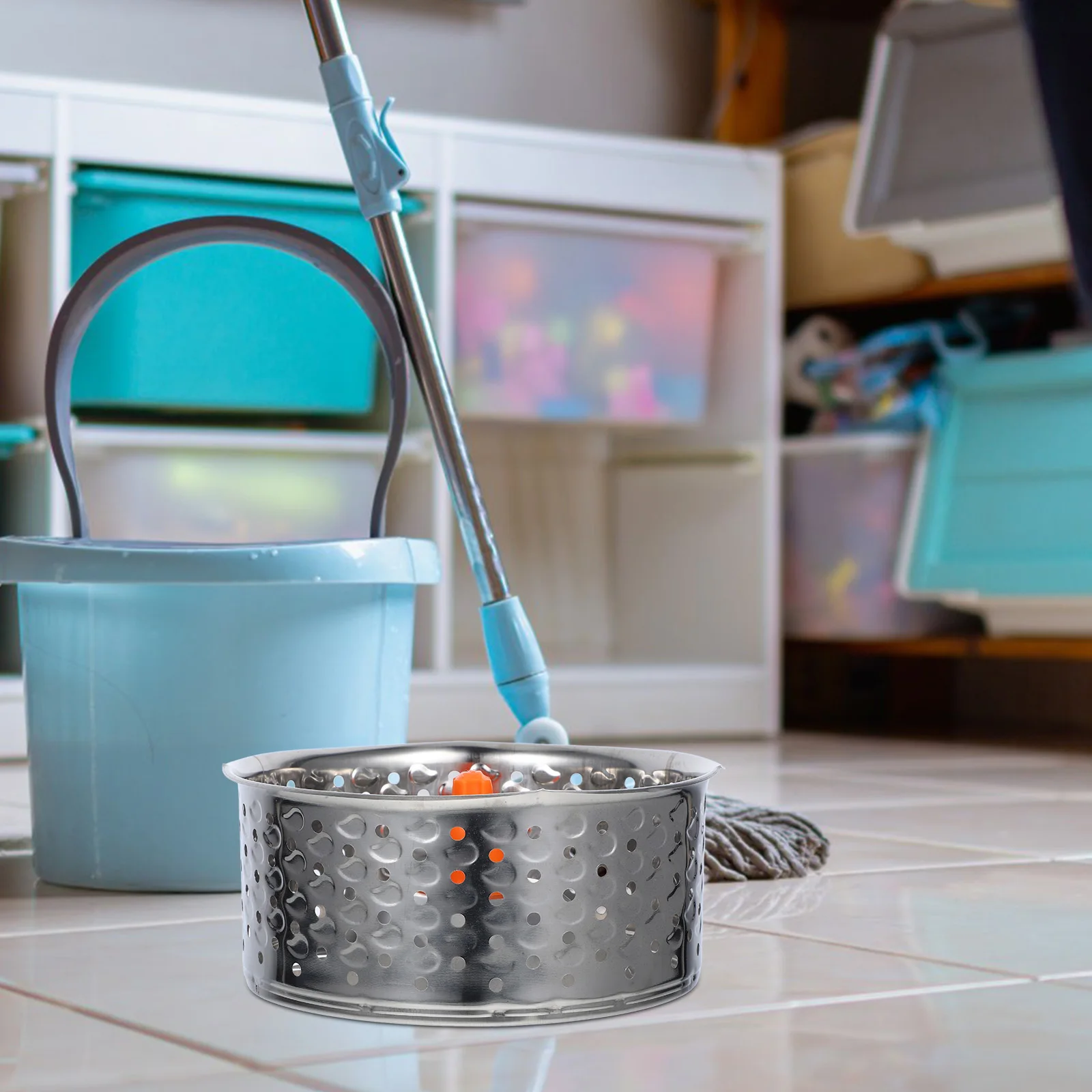 

Stainless Steel Metal Basket Rotary Mop Bucket Accessories Floor Cleaning Baskets Sponge Rotating System Dry Splashing
