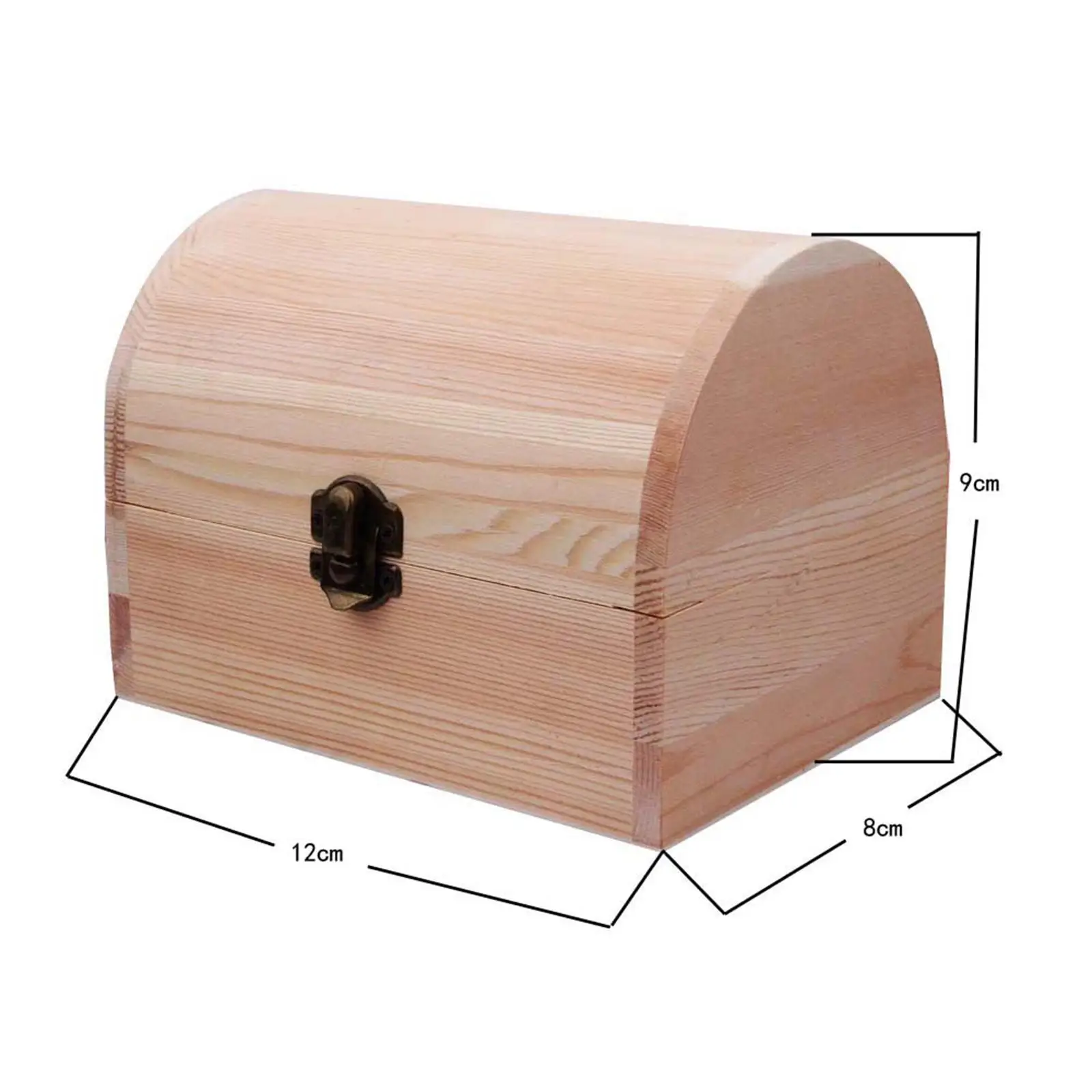 Unfinished Wood Box Container Keepsake Box with Hinged Lid Wooden Box Treasure Chest Box for Storage Necklace DIY Gift Arts