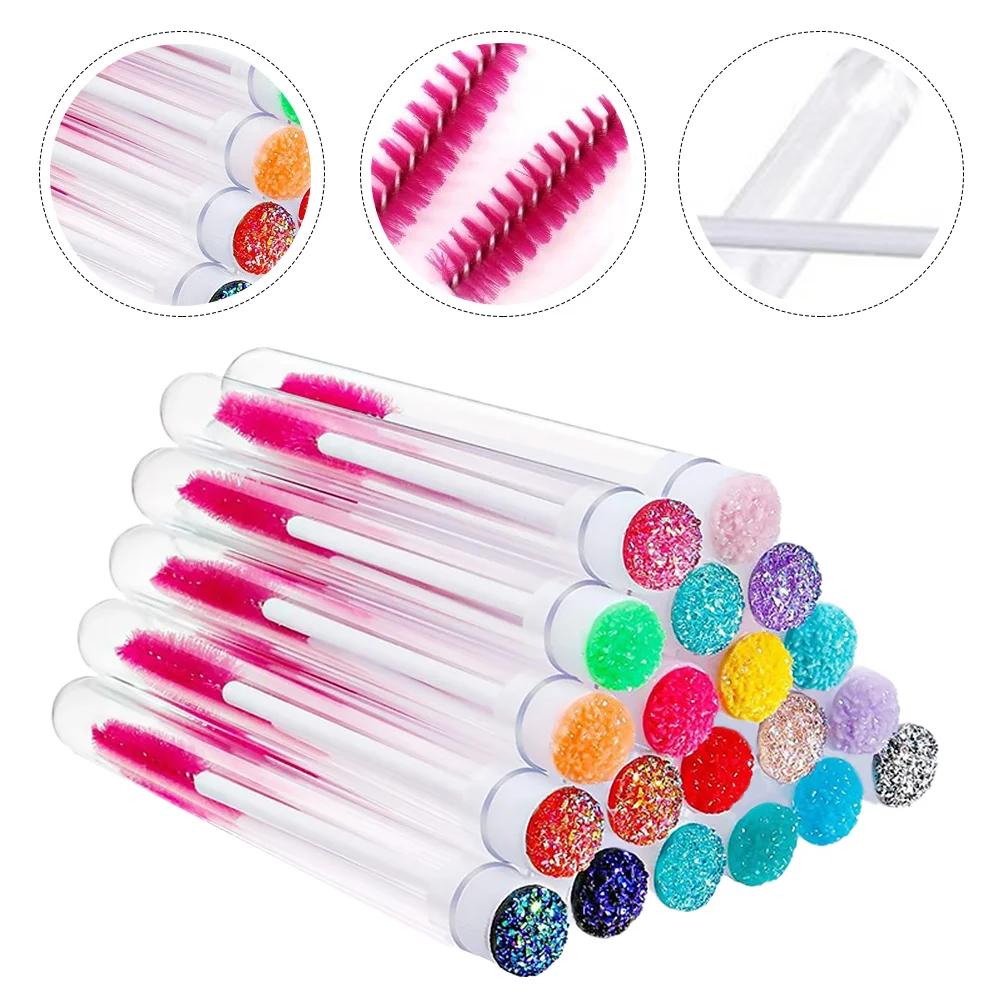 20 Pcs Eyelash Extension Brush Empty Mascara Tubes Container Bottles Cream Diamond and Wands