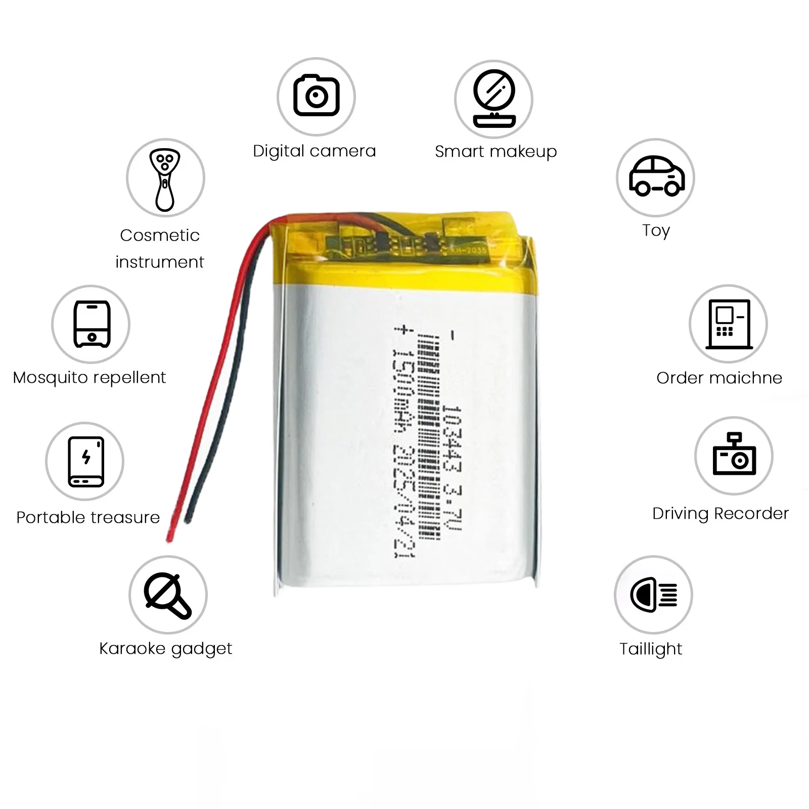1500mAh 3.7V Rechargeable Li-Polymer Battery with JST1.25mm PH2.0mm XH2.54mm Plug Compatible with 603443 703443 803443 Models