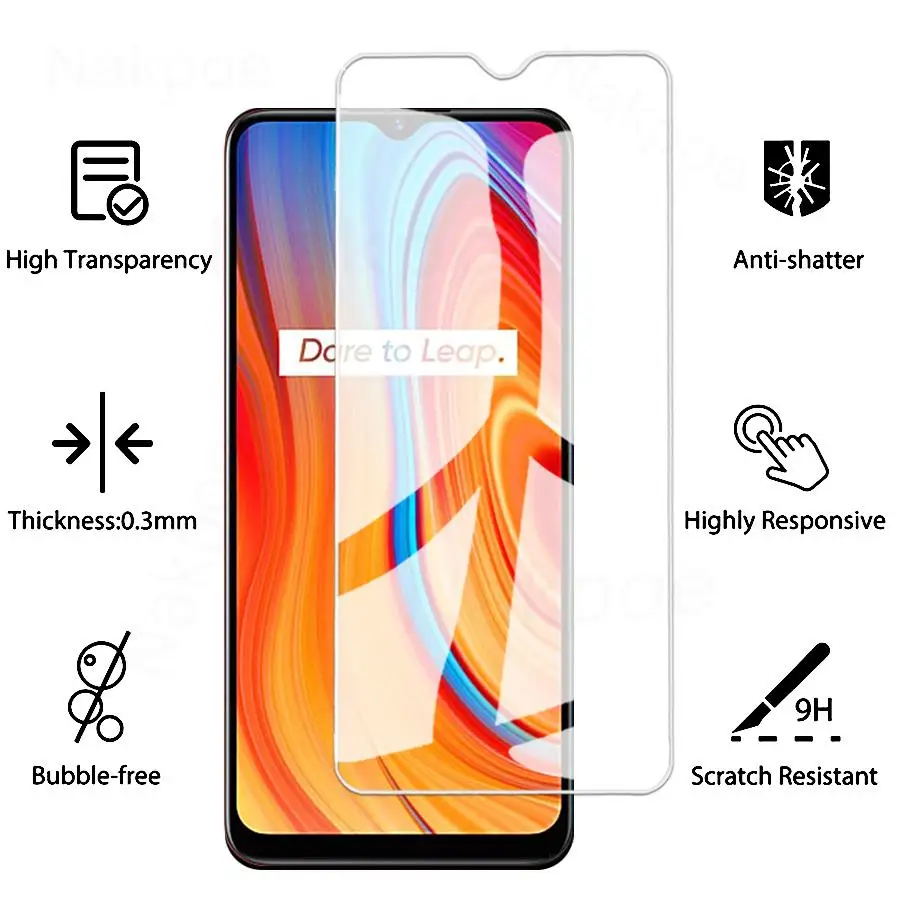 Transparent Tempered Glass For OPPO Realme 7 8 9 10 Pro Screen Protector C11 C12 C15 C17 C20 C21 C25 C30 C31 C33 C35 Glass Film