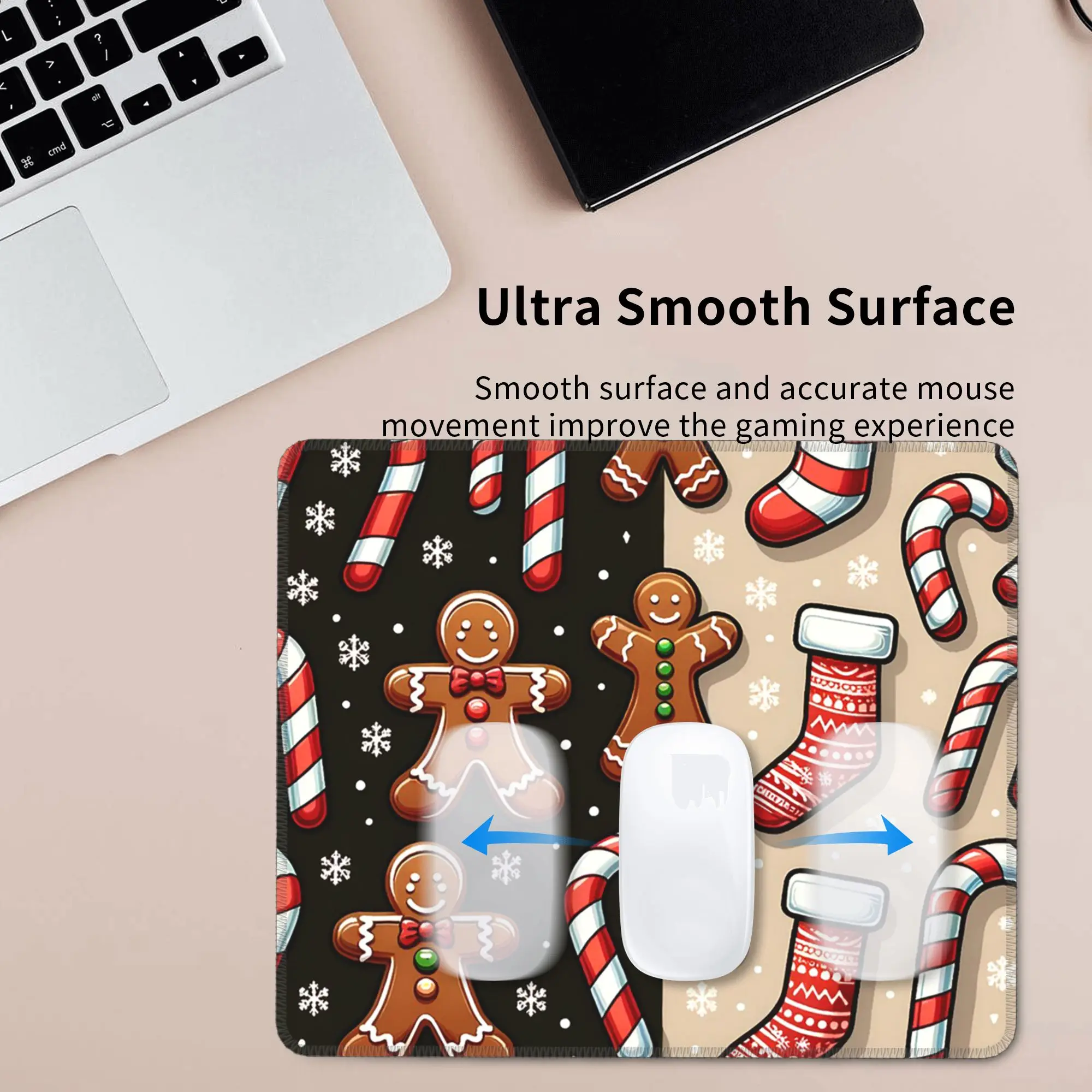 Christmas Gingerbread Candy Canes Mouse Pad Computer Keyboard Mouse Mat Gaming PC Laptop Desk Mat Office Accessories Table Mats